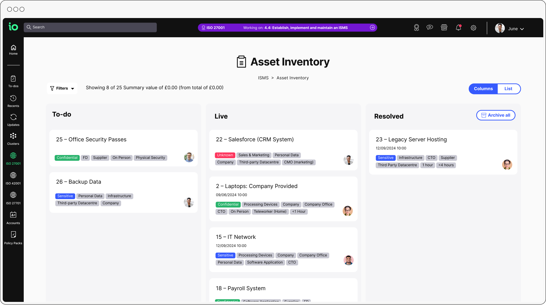 io platform asset inventory