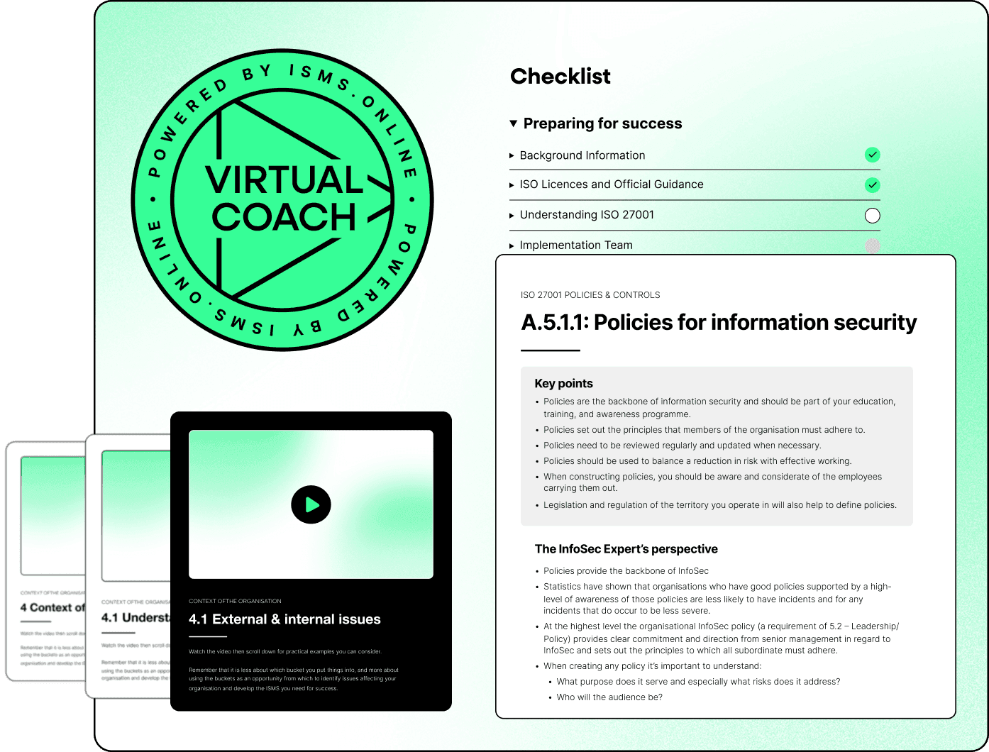 Created by ISO 27001 experts and practitioners, Virtual Coach delivers clear, step-by-step guidance in the IO platform
