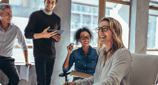A group of coworkers in a collaborative meeting